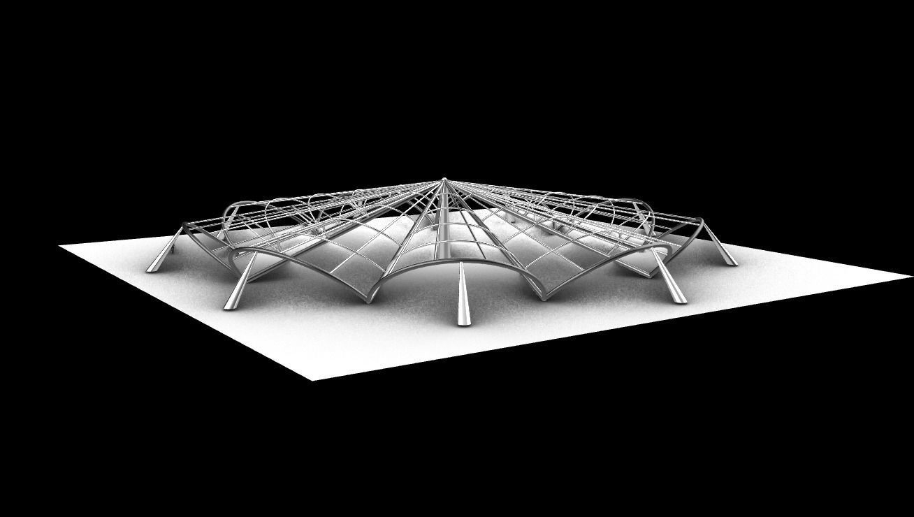 Architectural Pavilion Structure 7 sides 3D model_5