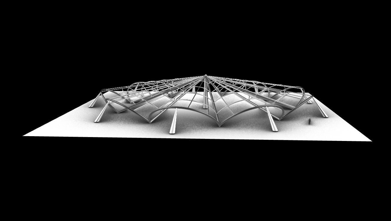 Architectural Pavilion Structure 7 sides 3D model_11