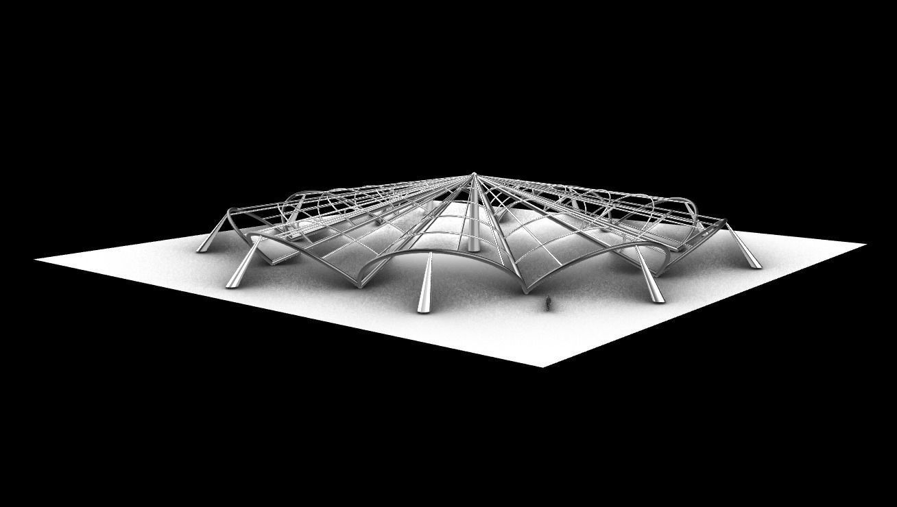 Architectural Pavilion Structure 7 sides 3D model_12