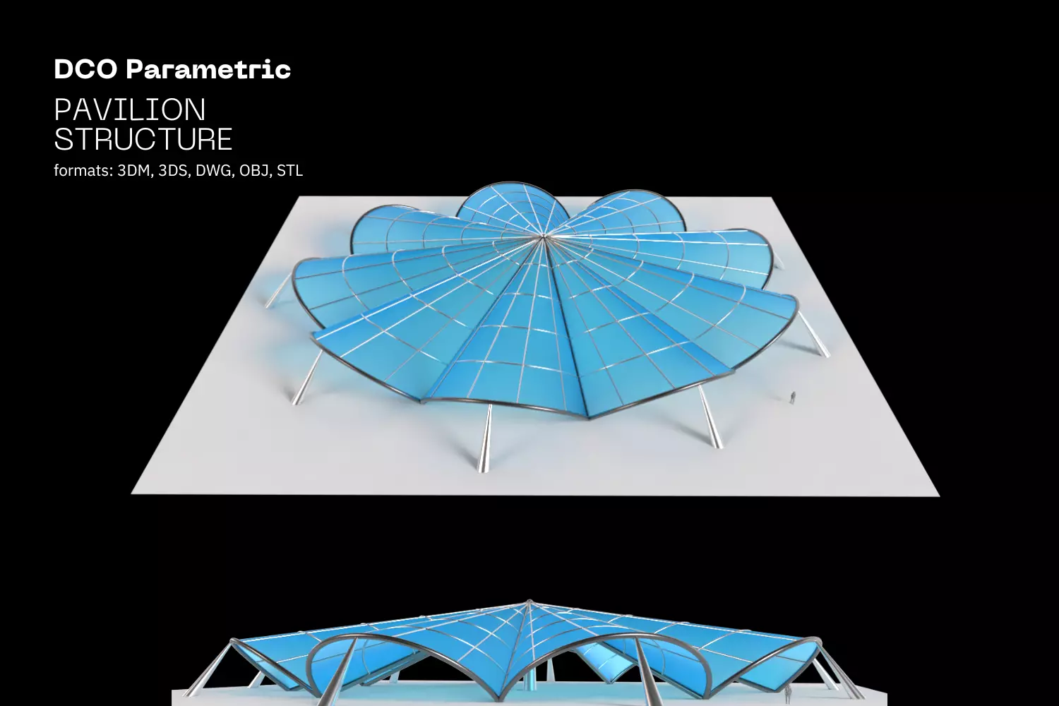 Architectural Pavilion Structure 7 sides 3D model_0