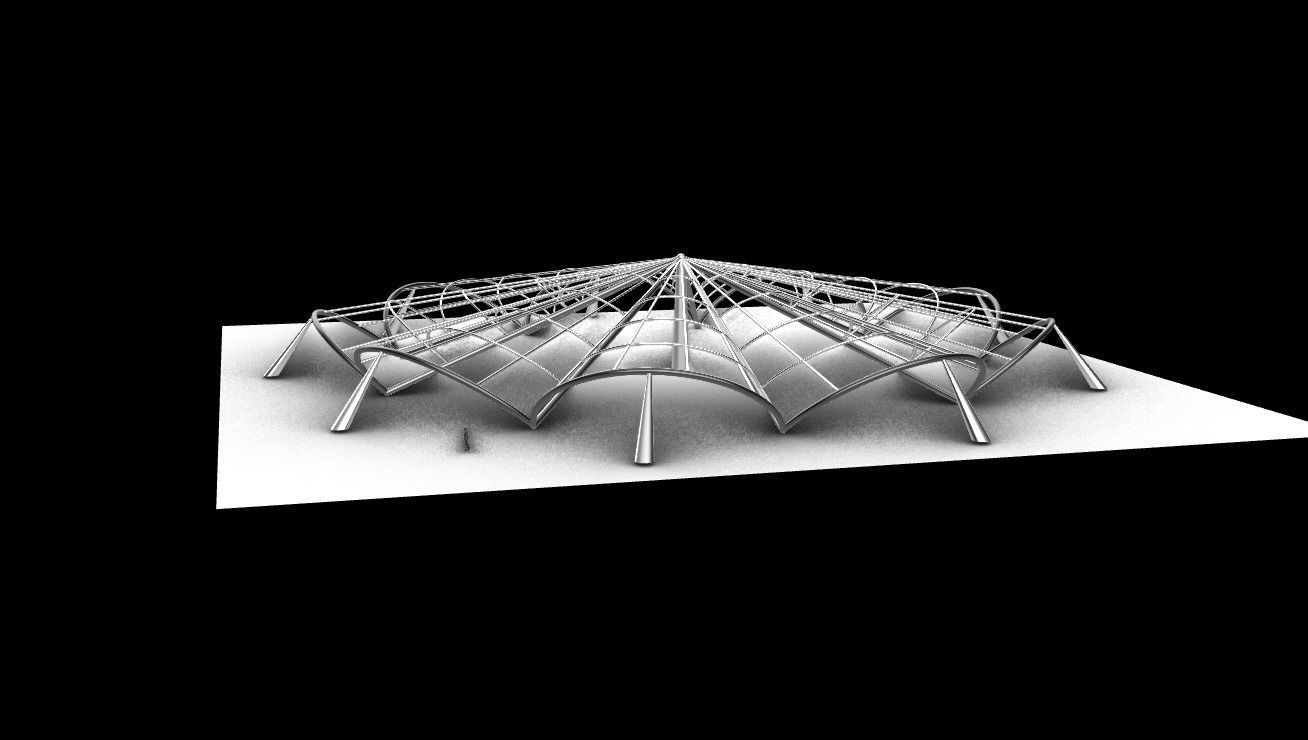Architectural Pavilion Structure 7 sides 3D model_3