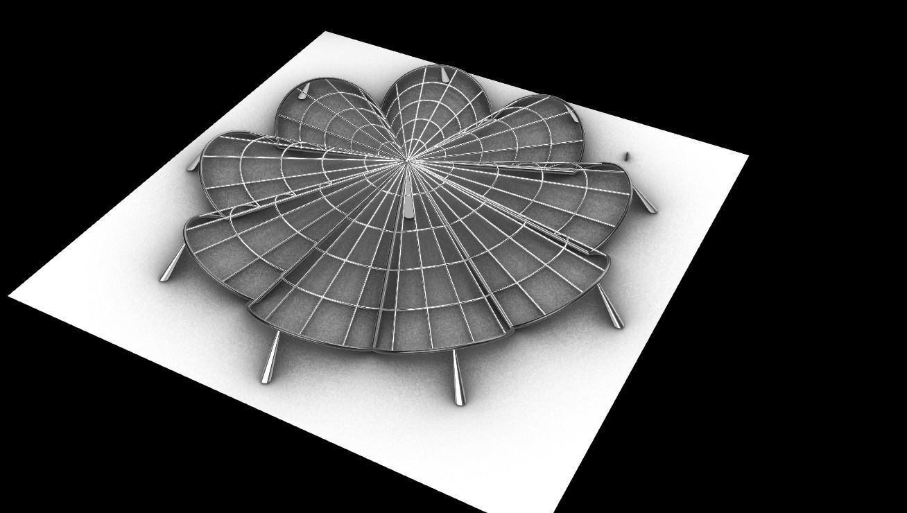 Architectural Pavilion Structure 7 sides 3D model_19