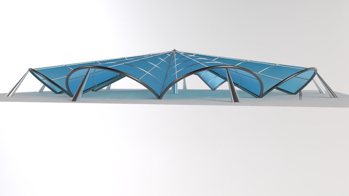 Architectural Pavilion Structure 7 sides 3D model_2