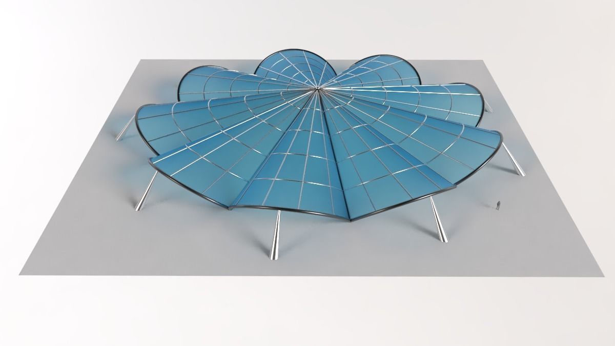 Architectural Pavilion Structure 7 sides 3D model_1