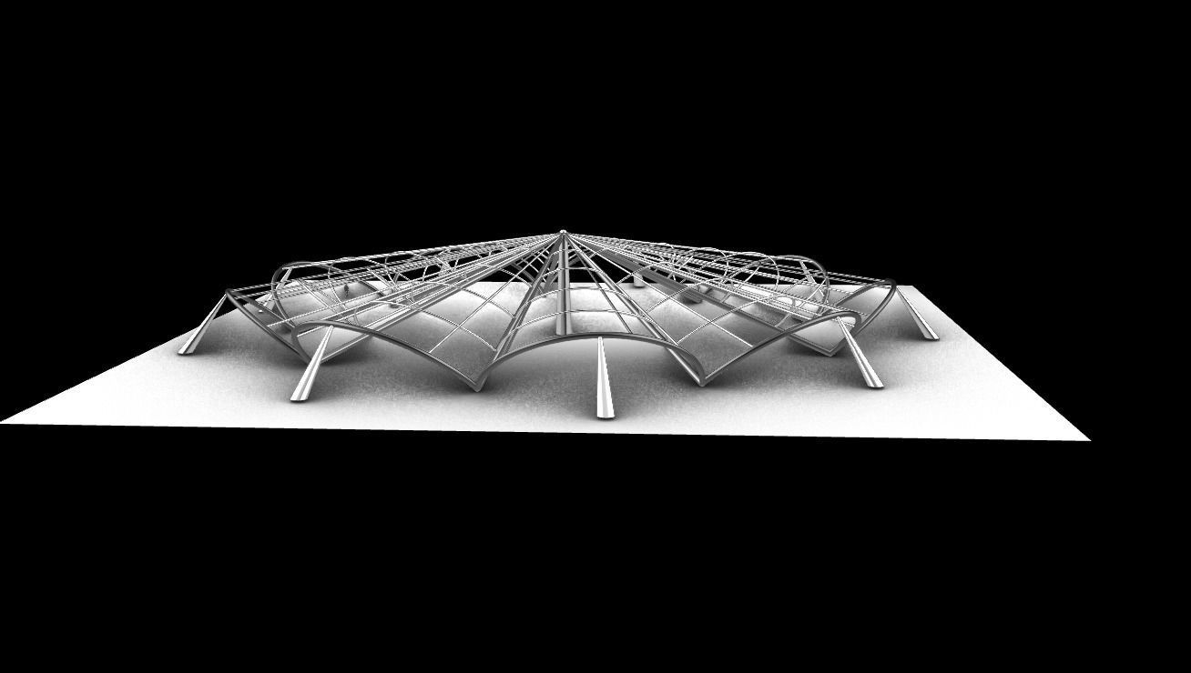 Architectural Pavilion Structure 7 sides 3D model_6