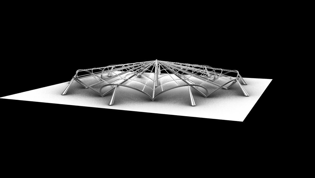 Architectural Pavilion Structure 7 sides 3D model_9