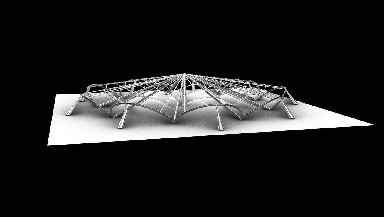Architectural Pavilion Structure 7 sides 3D model_8