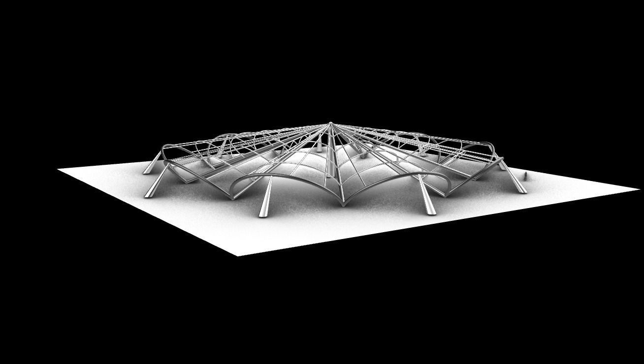 Architectural Pavilion Structure 7 sides 3D model_10