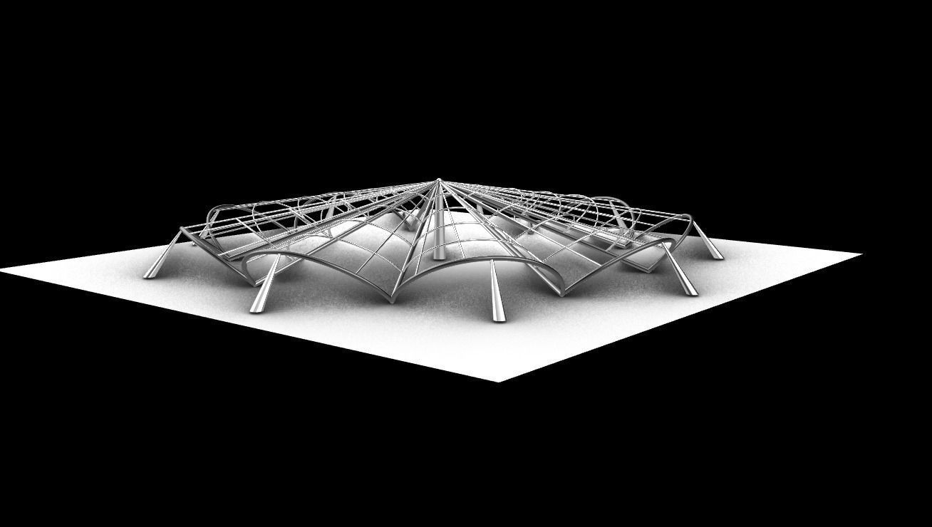 Architectural Pavilion Structure 7 sides 3D model_7