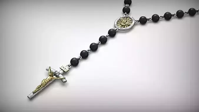 Wood Crucifixion Holy Spirit Rosary Set 3D Model Collection