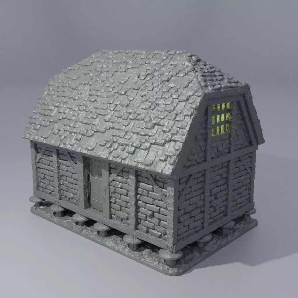 Medieval Granary Tabletop Terrain 28 MM 3D print model_0