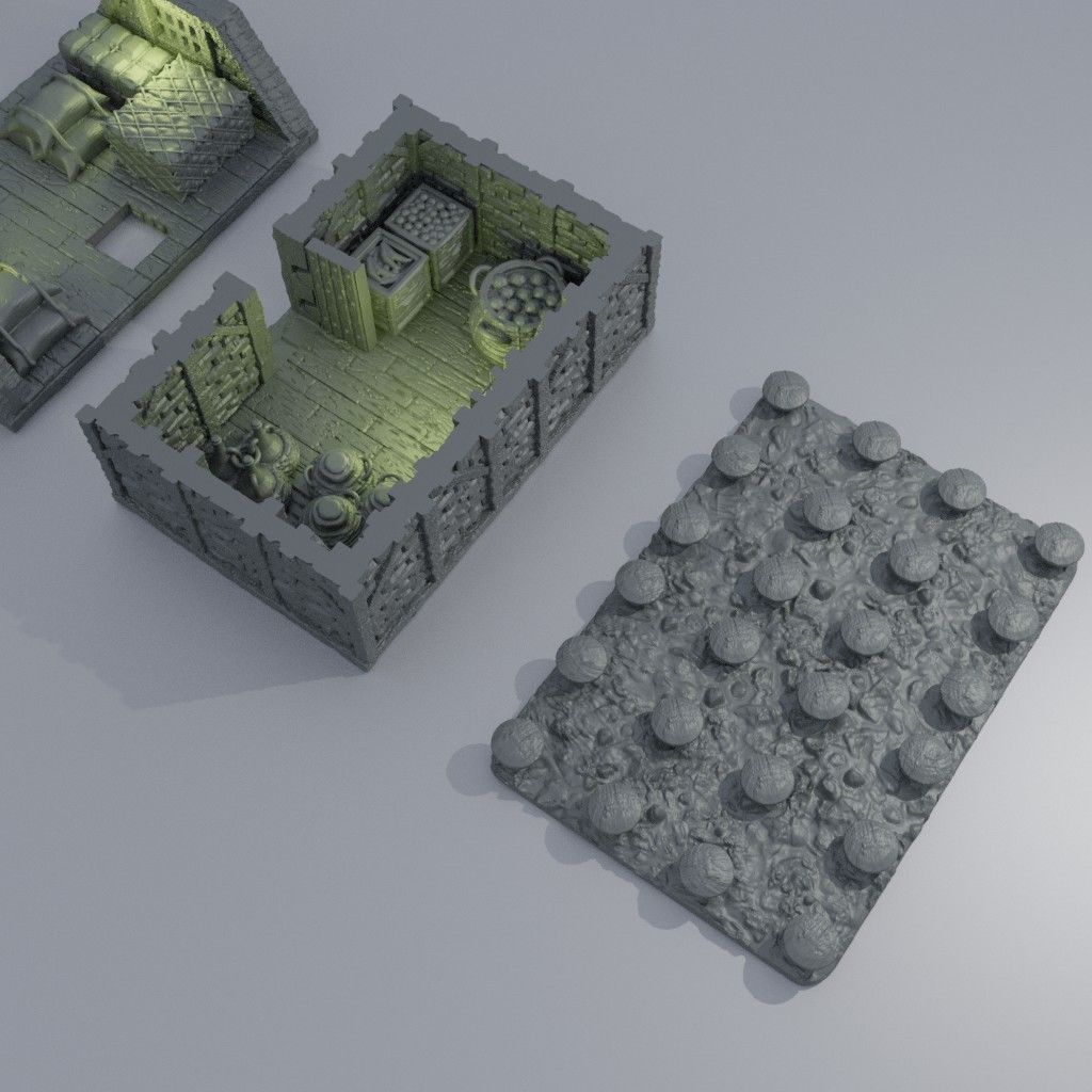 Medieval Granary Tabletop Terrain 28 MM 3D print model_5