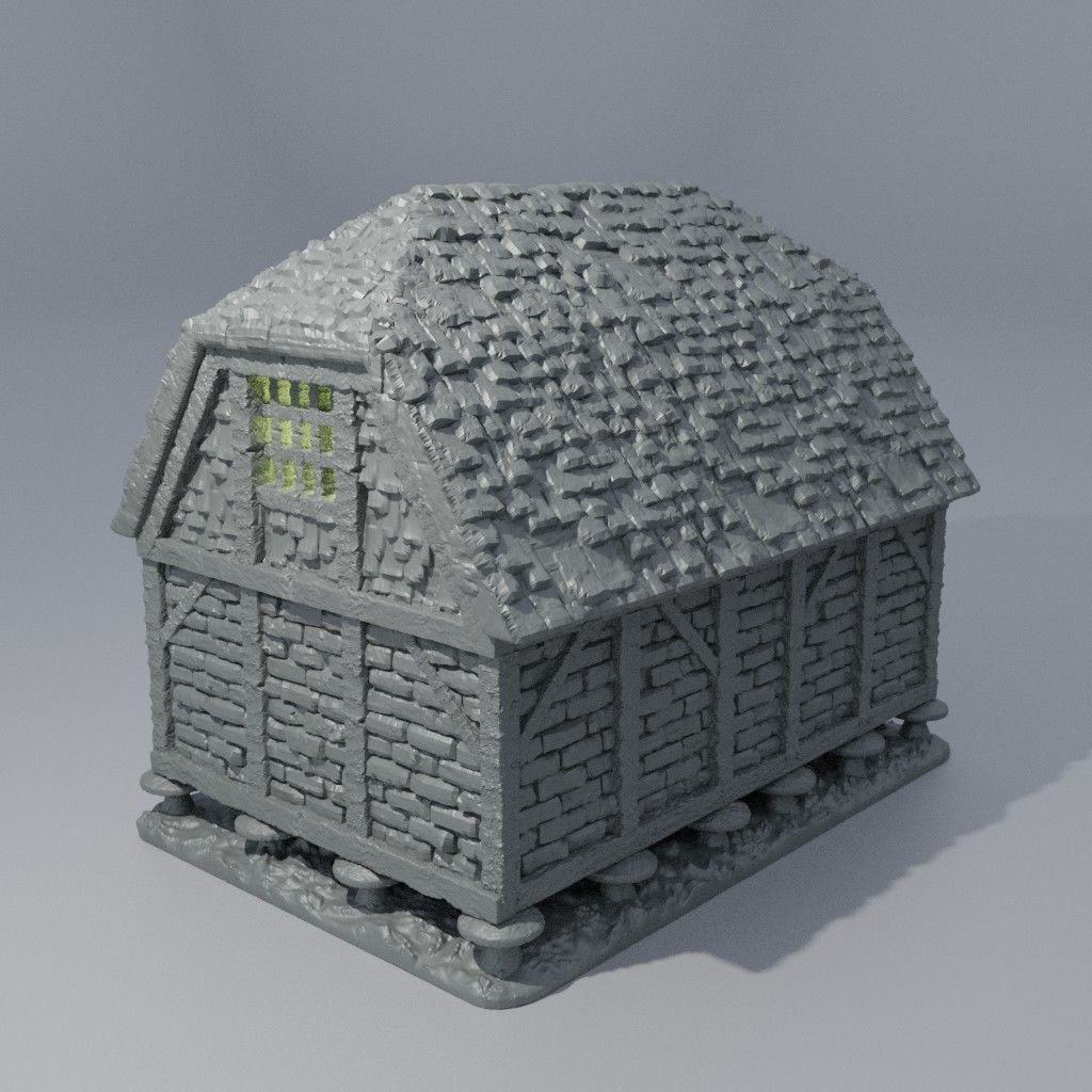 Medieval Granary Tabletop Terrain 28 MM 3D print model_3