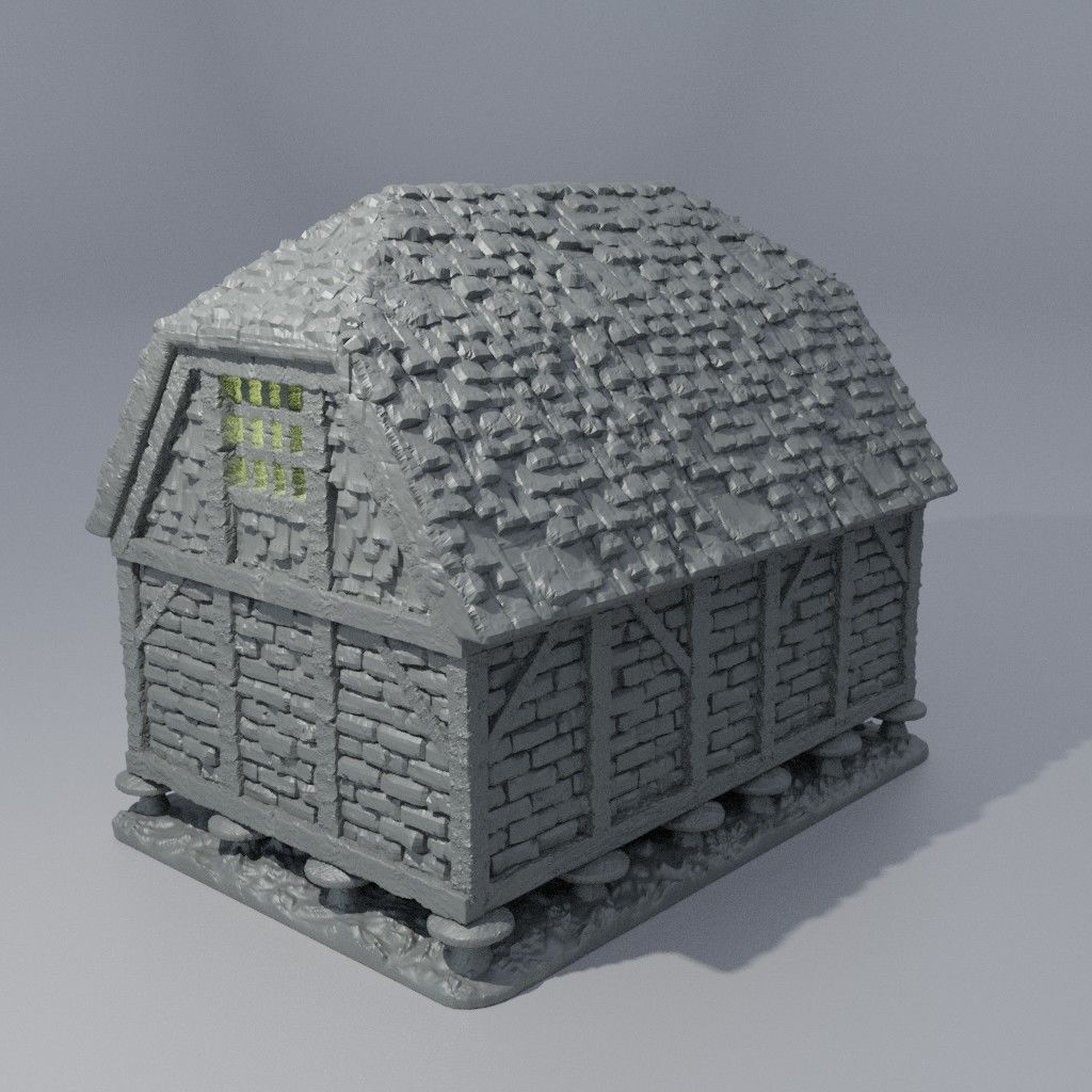 Medieval Granary Tabletop Terrain 28 MM 3D print model_1