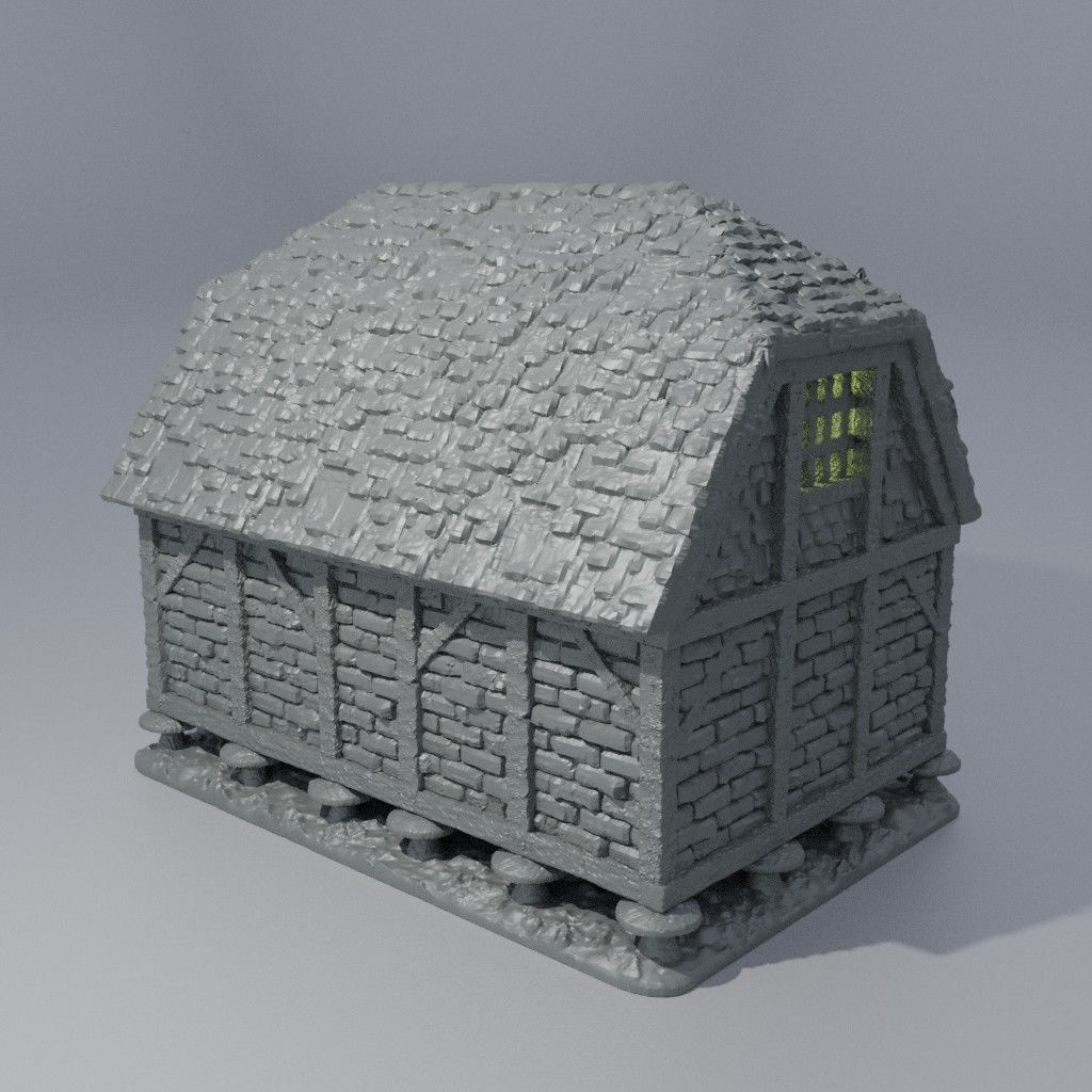 Medieval Granary Tabletop Terrain 28 MM 3D print model_2
