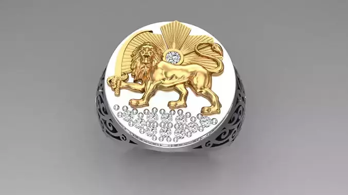 Sun Lion Ring 3D print model
