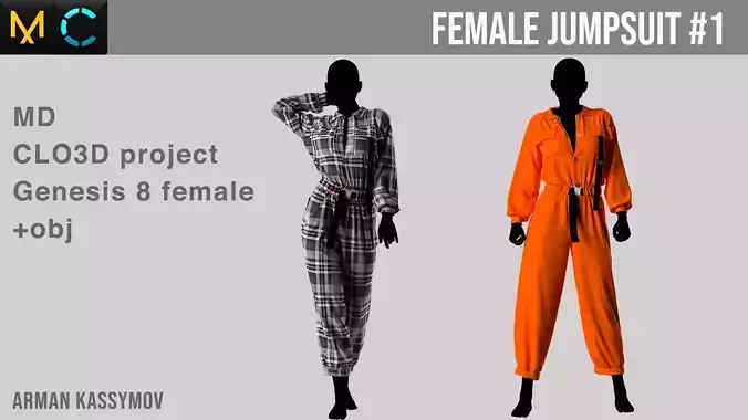 Female Jumpsuits Marvelous Designer project HighPoly 3D model