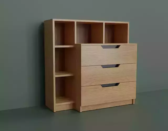 A simple model of a modern chest of drawers Low-poly 3D model