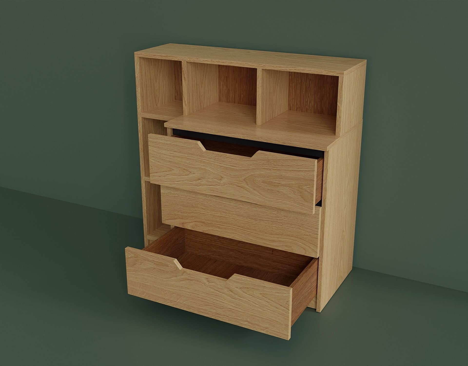 A simple model of a modern chest of drawers Low-poly 3D model_1