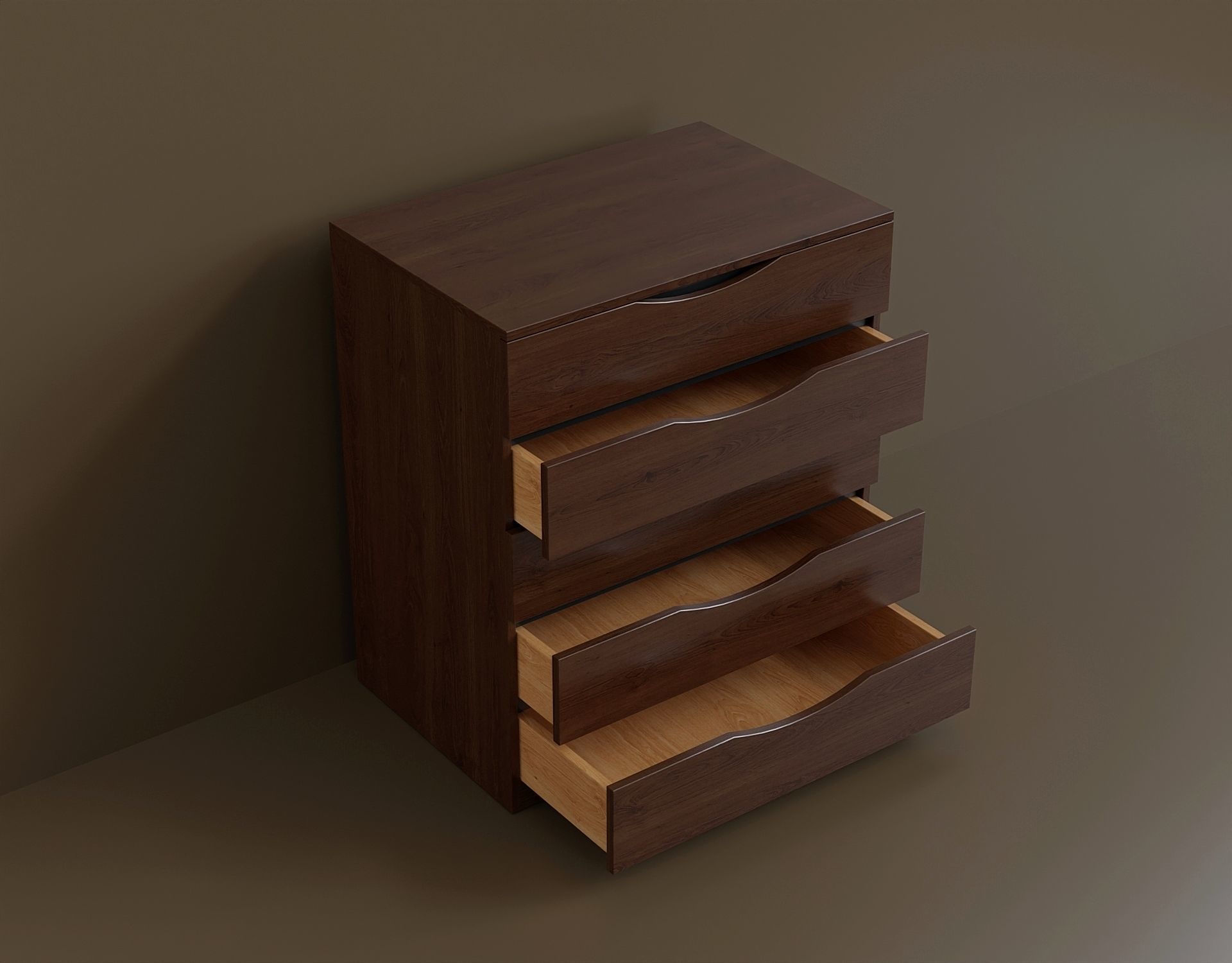 Model of a simple chest of drawers Low-poly 3D model_1
