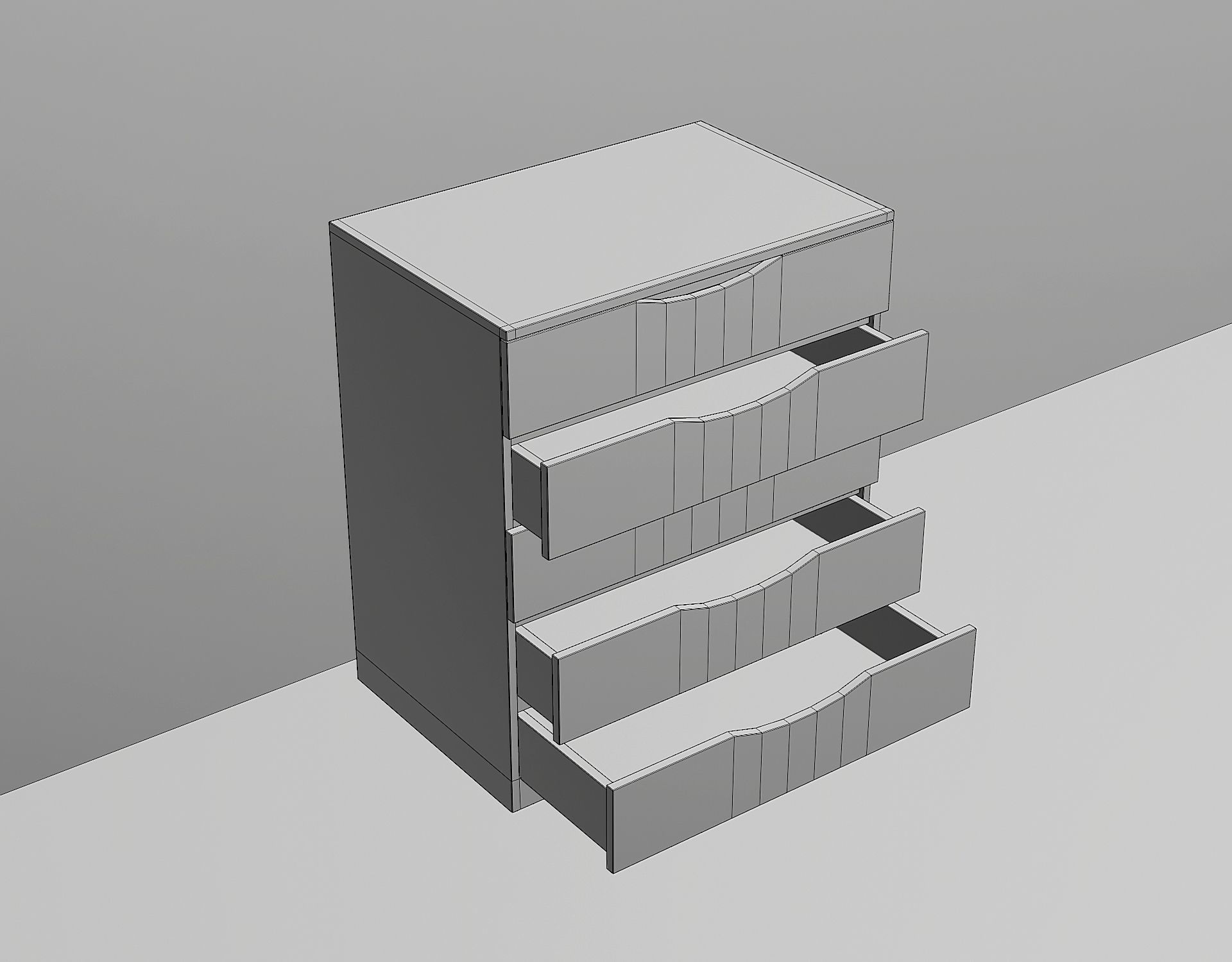 Model of a simple chest of drawers Low-poly 3D model_3