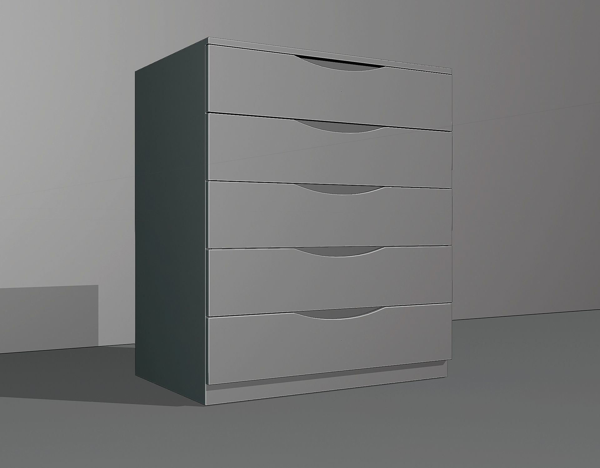 Model of a simple chest of drawers Low-poly 3D model_2