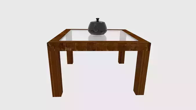 3D Modern Glass Table With Teapot Low-poly 3D model