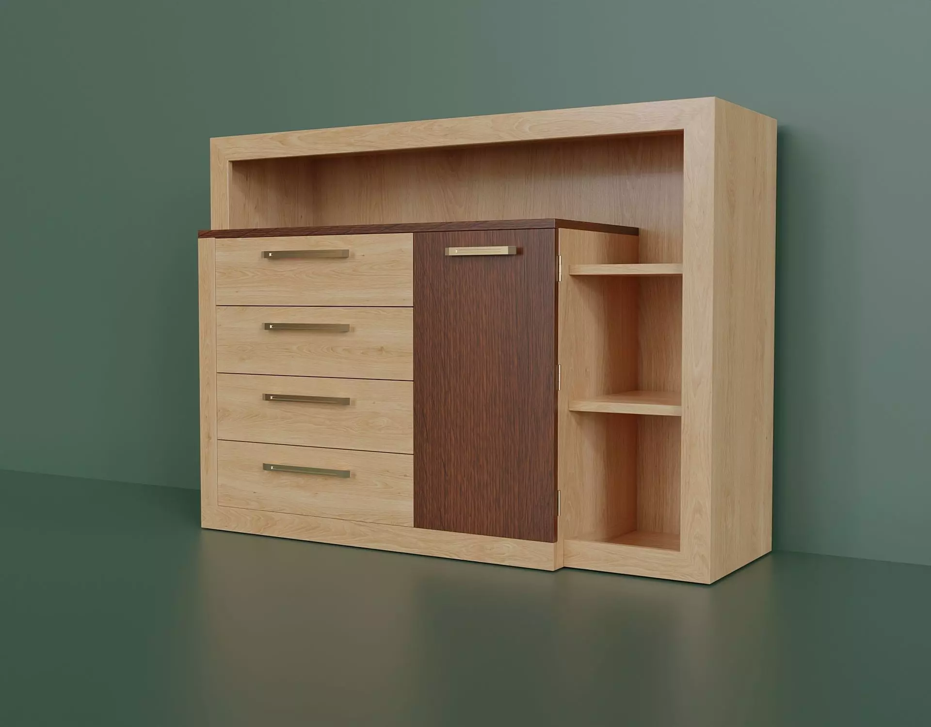 modern chest of drawers Low-poly 3D model_0