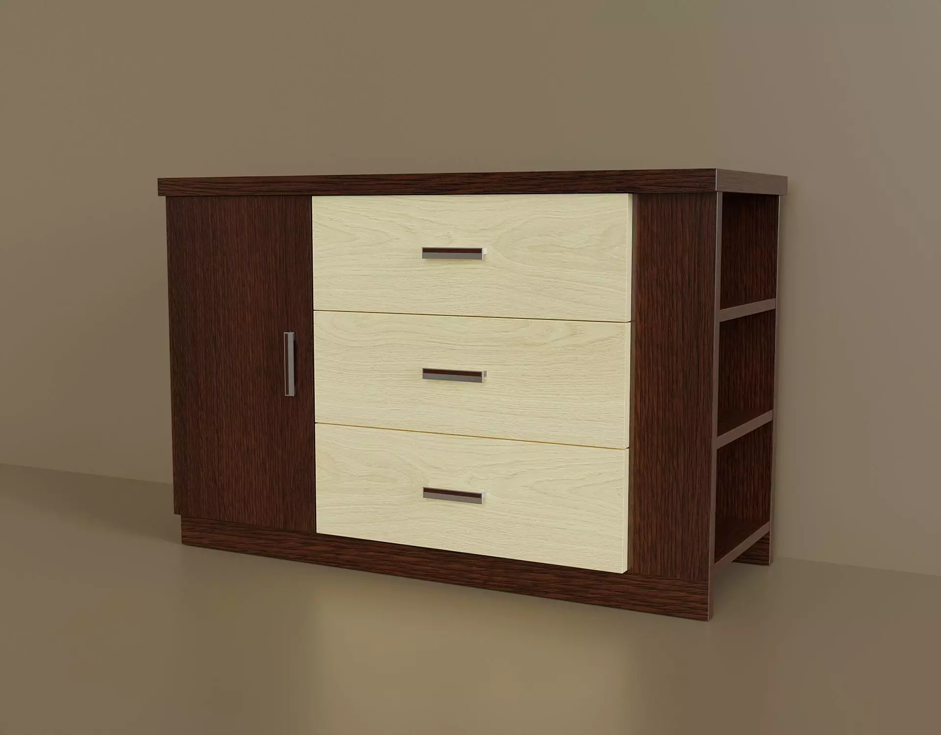 simple modern chest of drawers Low-poly 3D model_0