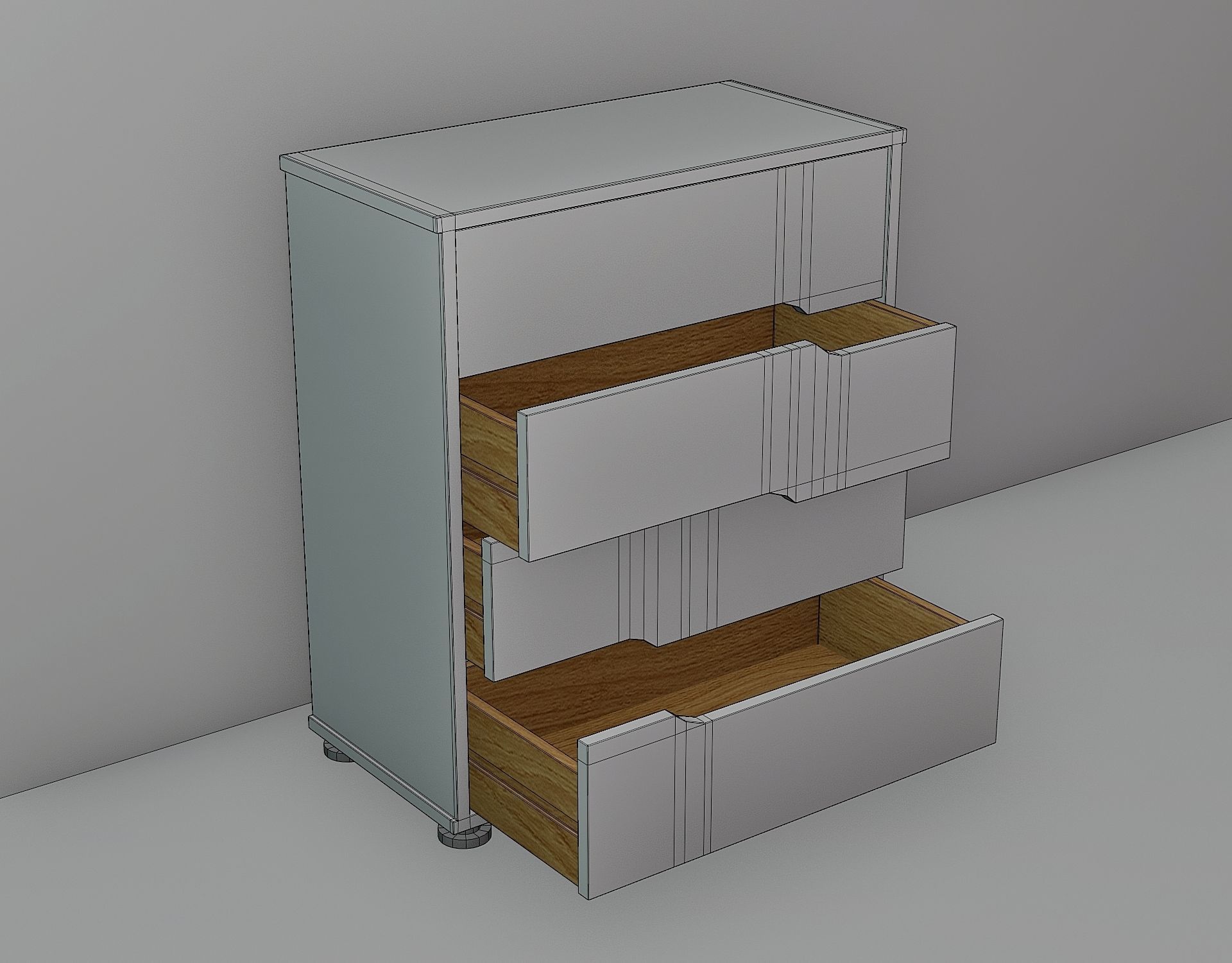 Model of a simple modern chest of drawers Low-poly 3D model_2