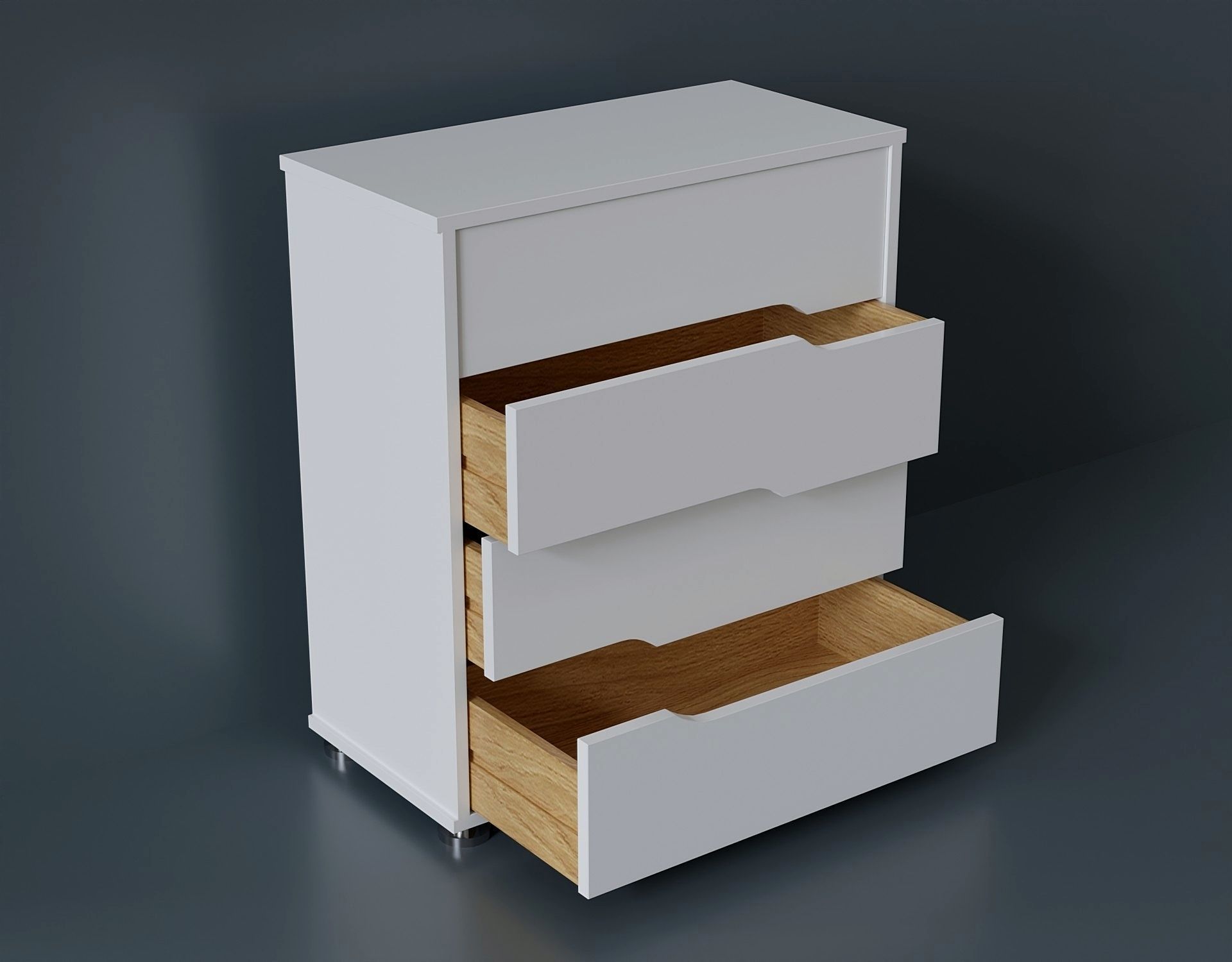 Model of a simple modern chest of drawers Low-poly 3D model_1