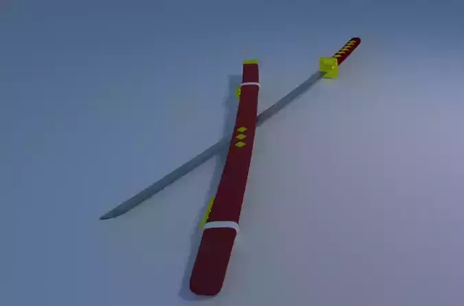Katana samurai sword Low-poly 3D model