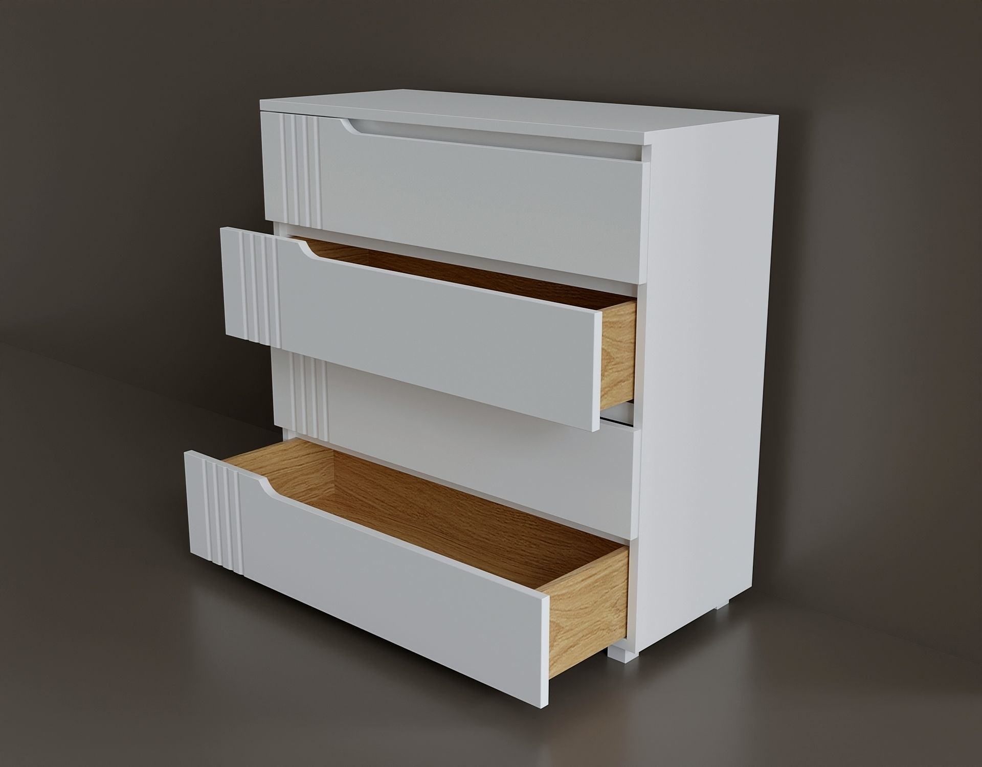 Model of a simple modern chest of drawers Low-poly 3D model_1
