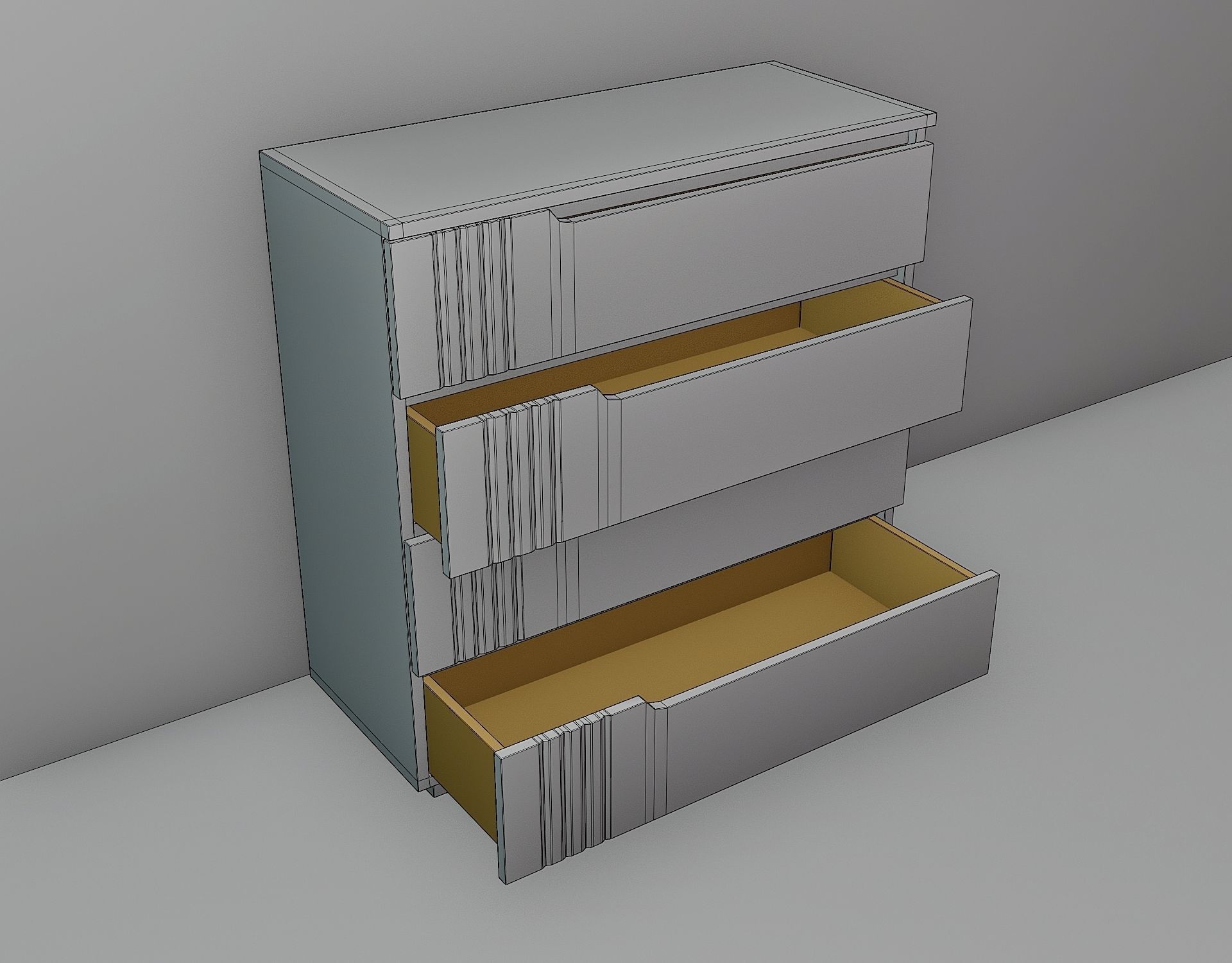 Model of a simple modern chest of drawers Low-poly 3D model_2