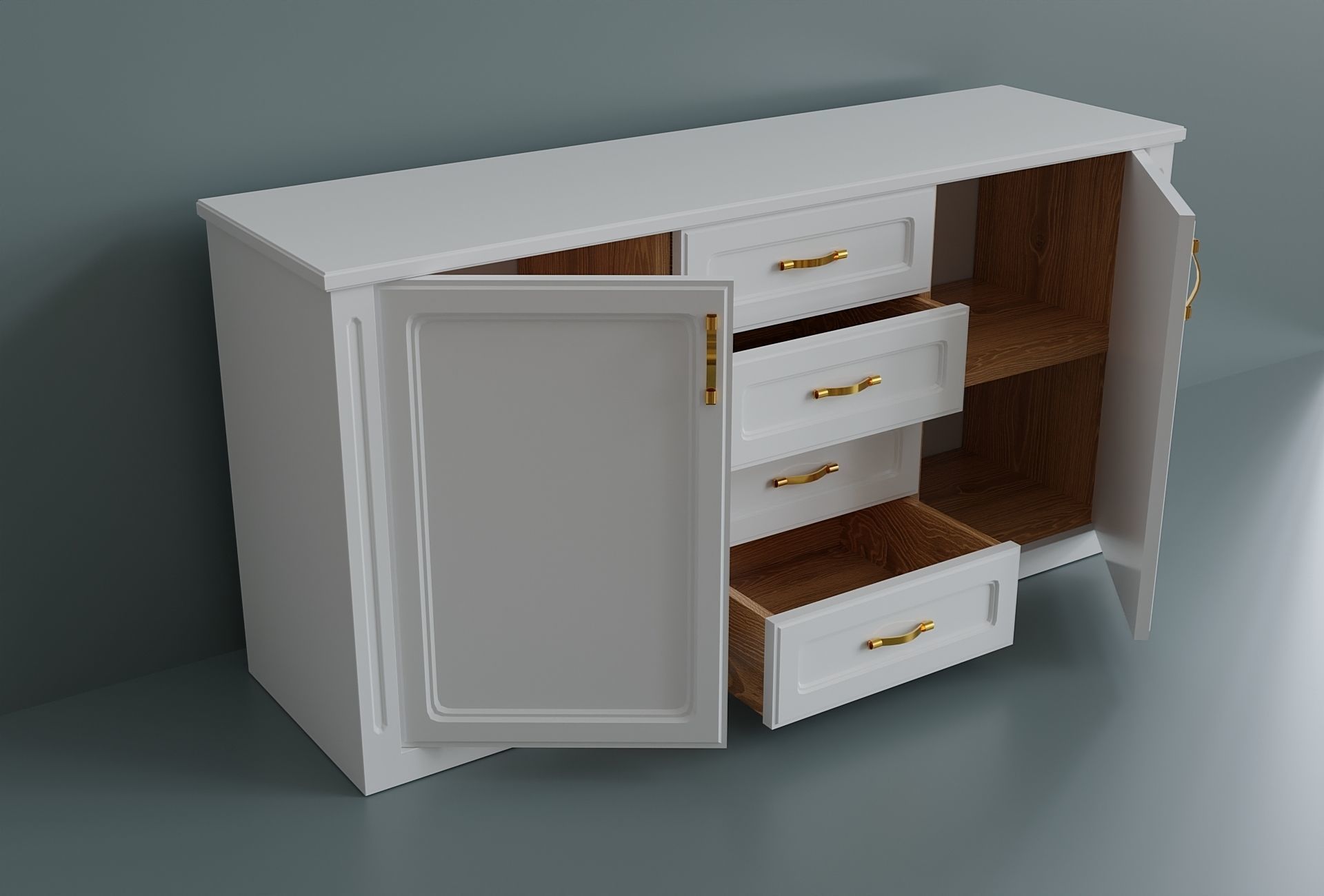 A simple model of a modern chest of drawers Low-poly 3D model_1
