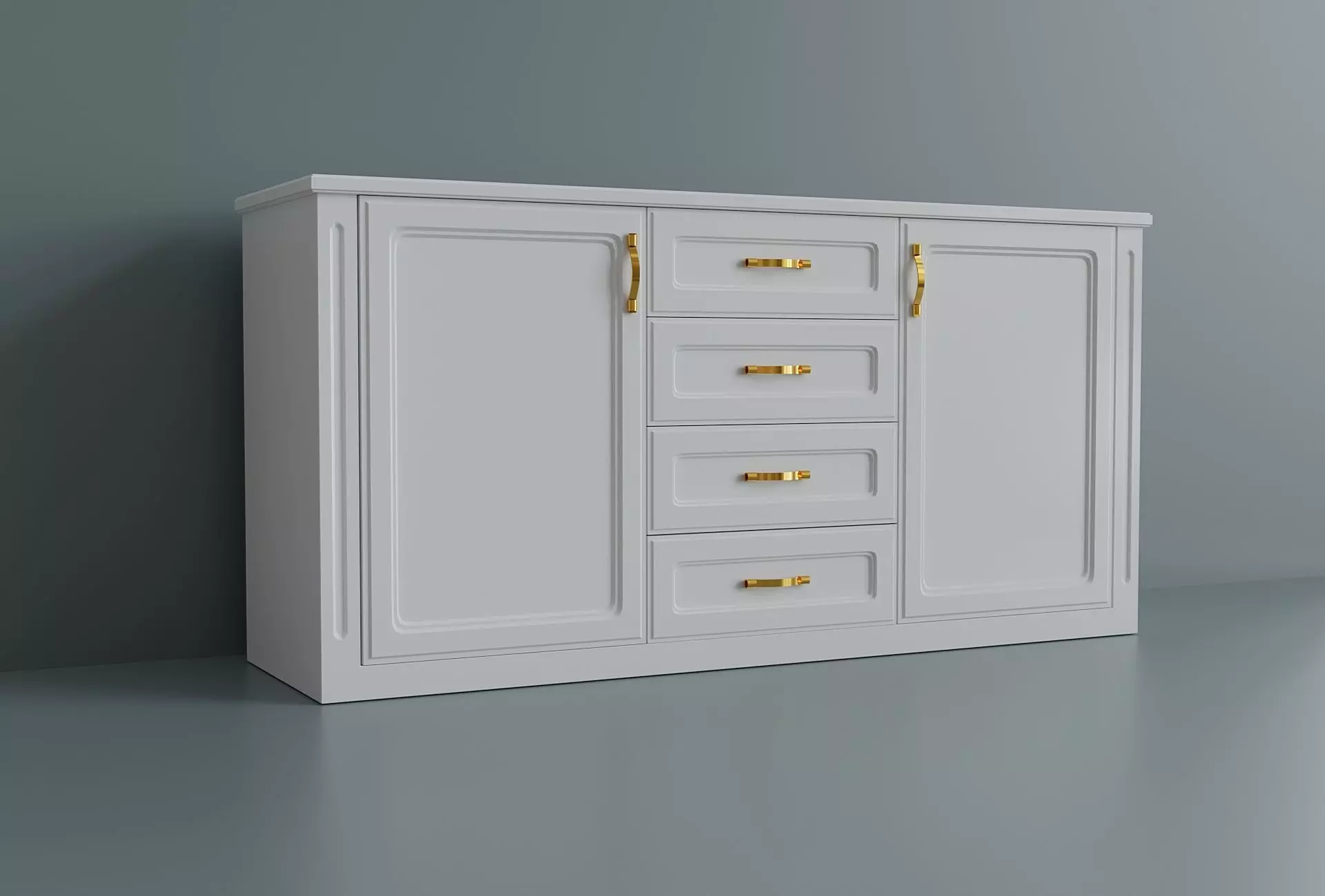 A simple model of a modern chest of drawers Low-poly 3D model_0