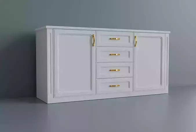A simple model of a modern chest of drawers Low-poly 3D model