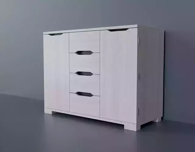 A simple model of a modern chest of drawers Low-poly 3D model