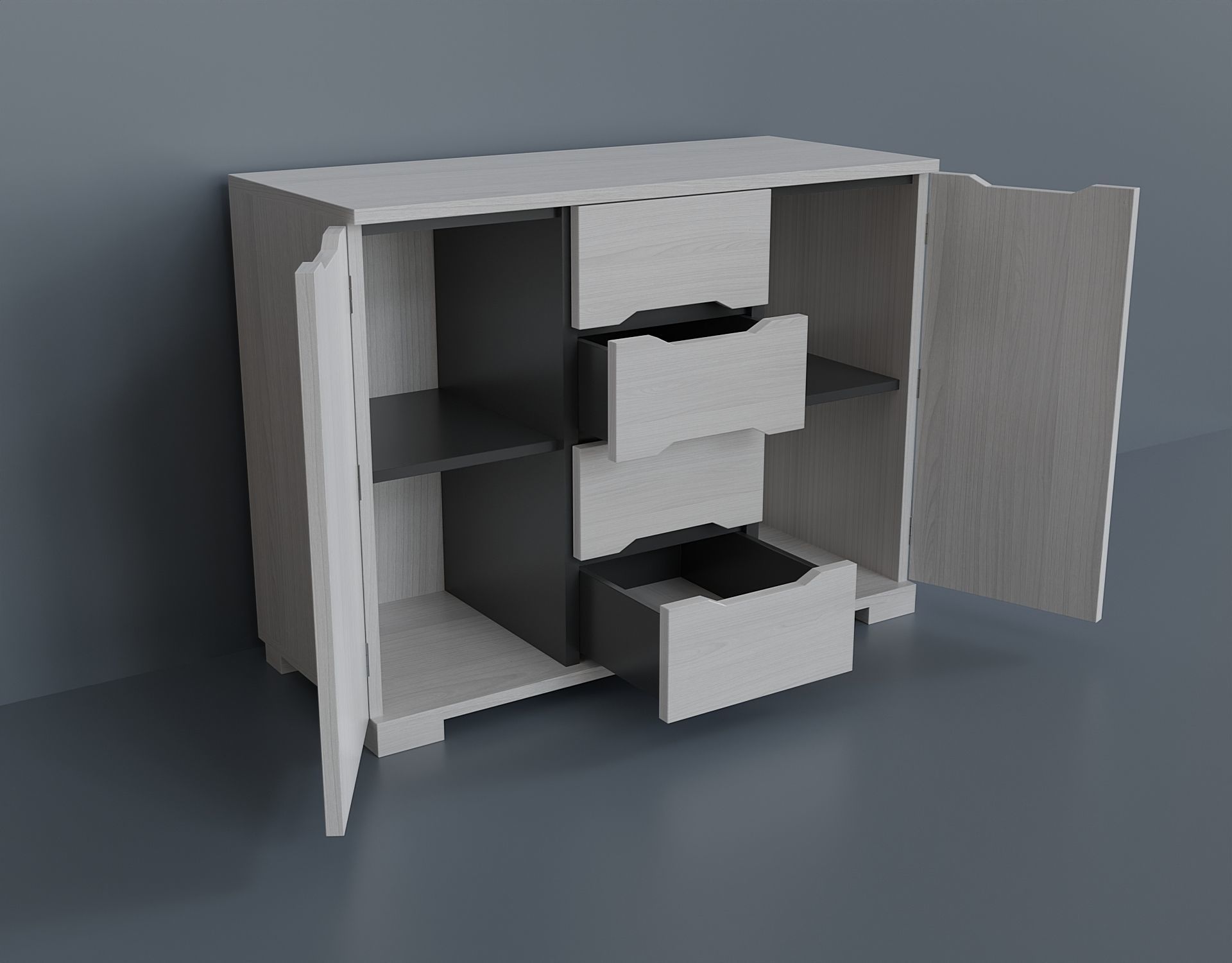 A simple model of a modern chest of drawers Low-poly 3D model_1