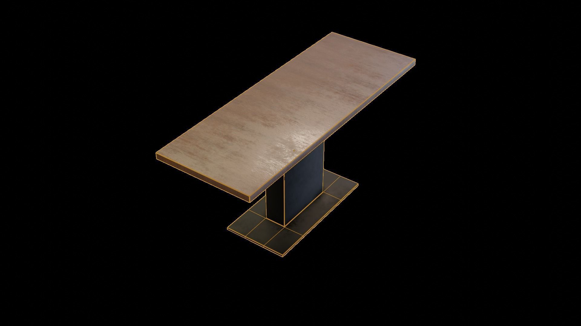 Modern loft Dinning table wooden metal id5 Low-poly 3D model_3