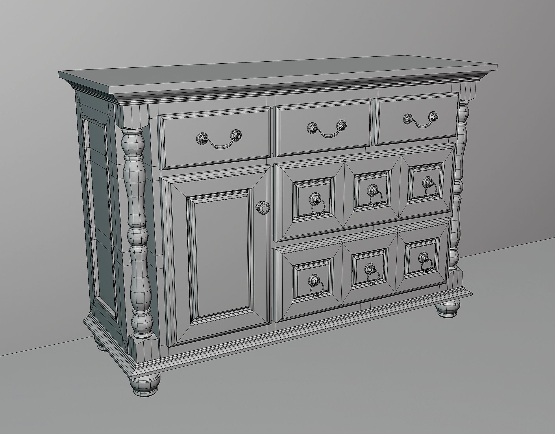 Classic dresser model 3D model_2