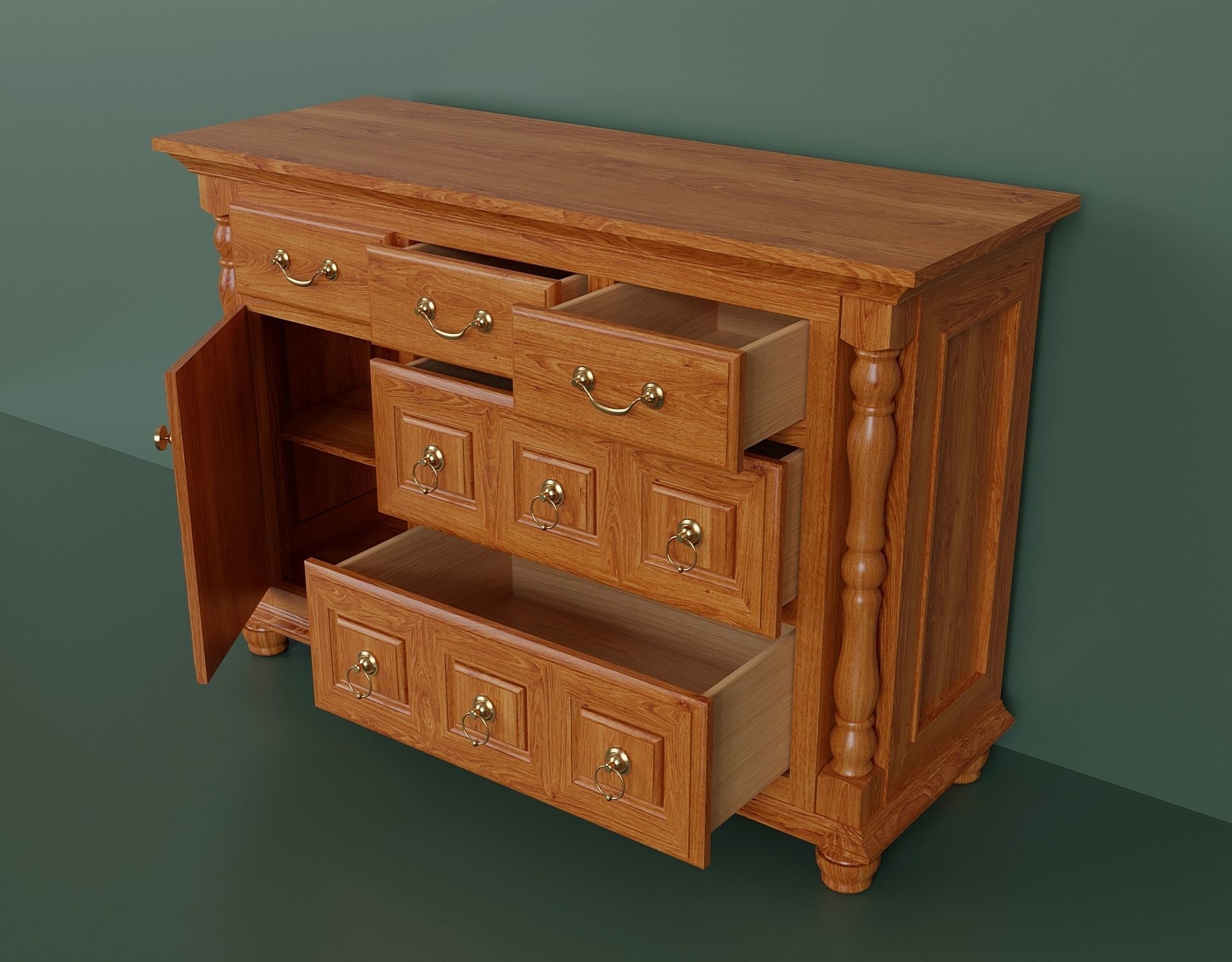 Classic dresser model 3D model_1