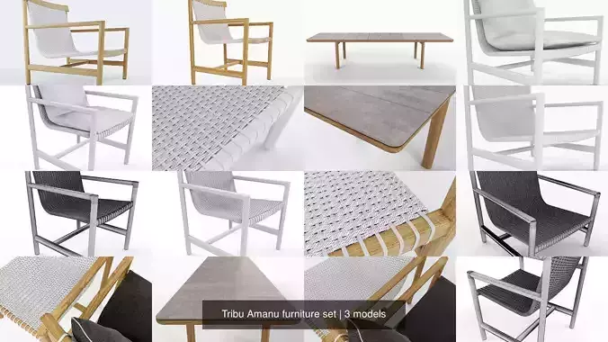 Tribu Amanu furniture set 3D Model Collection