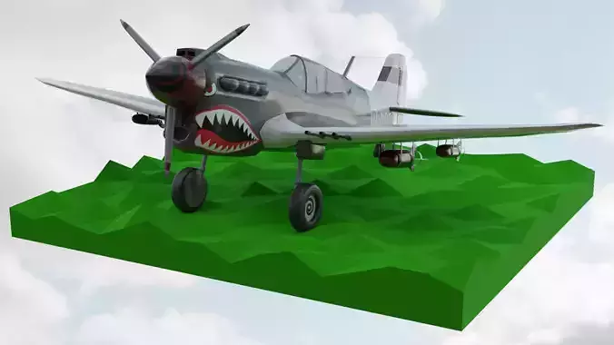Curtis P40 Lopoly Aircraft Low-poly 3D model