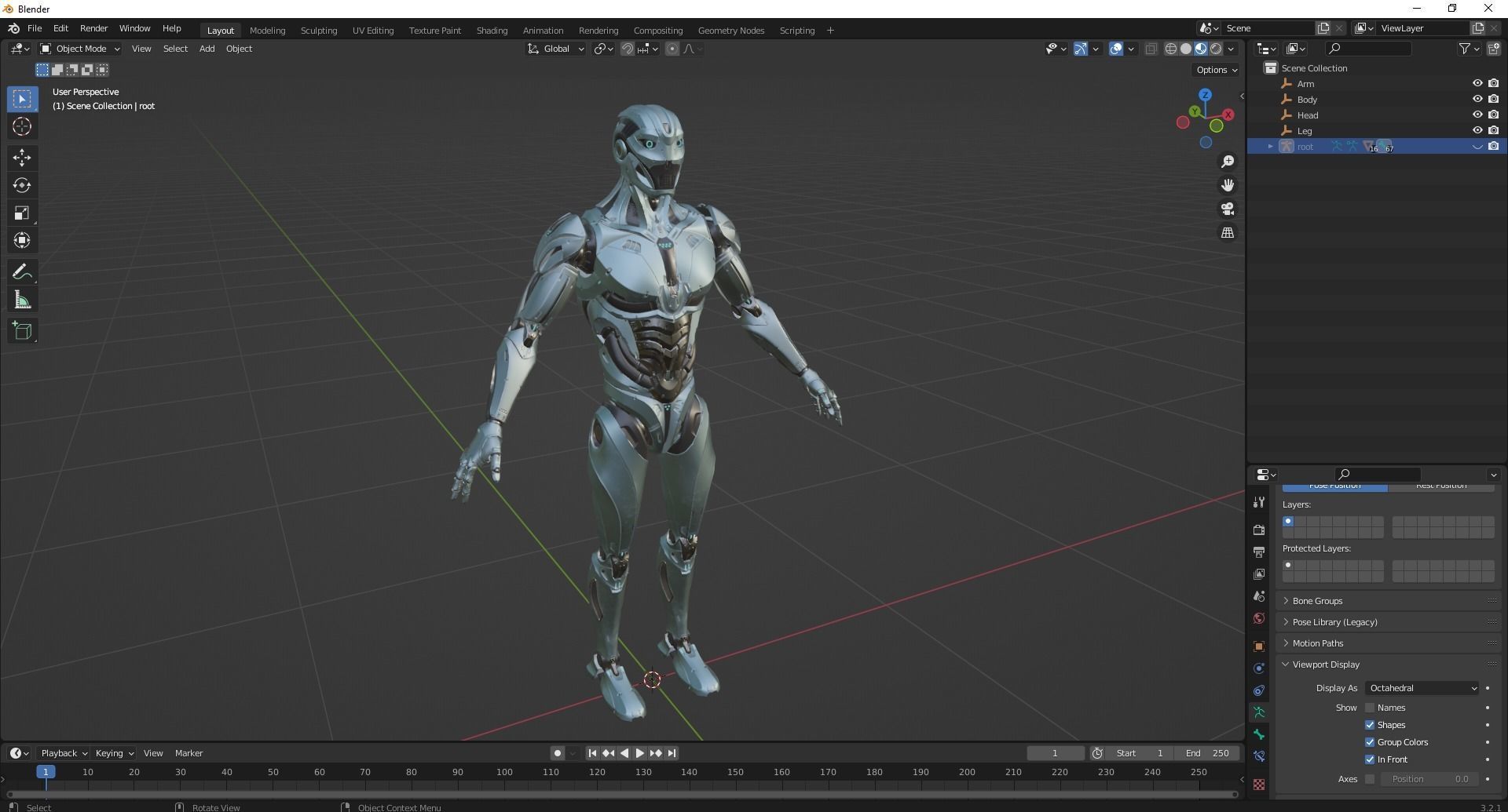 Modular Robot Low-poly 3D model_13