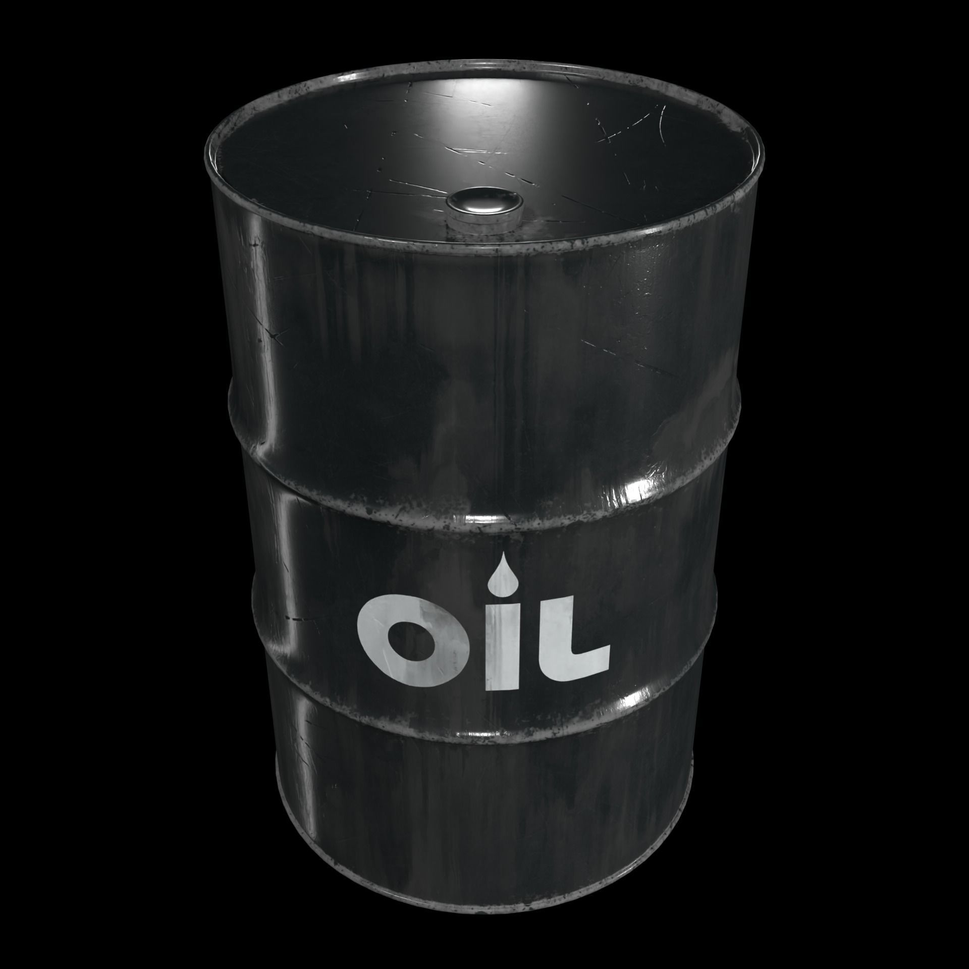 Damage Black Barrel Low-poly 3D model_2