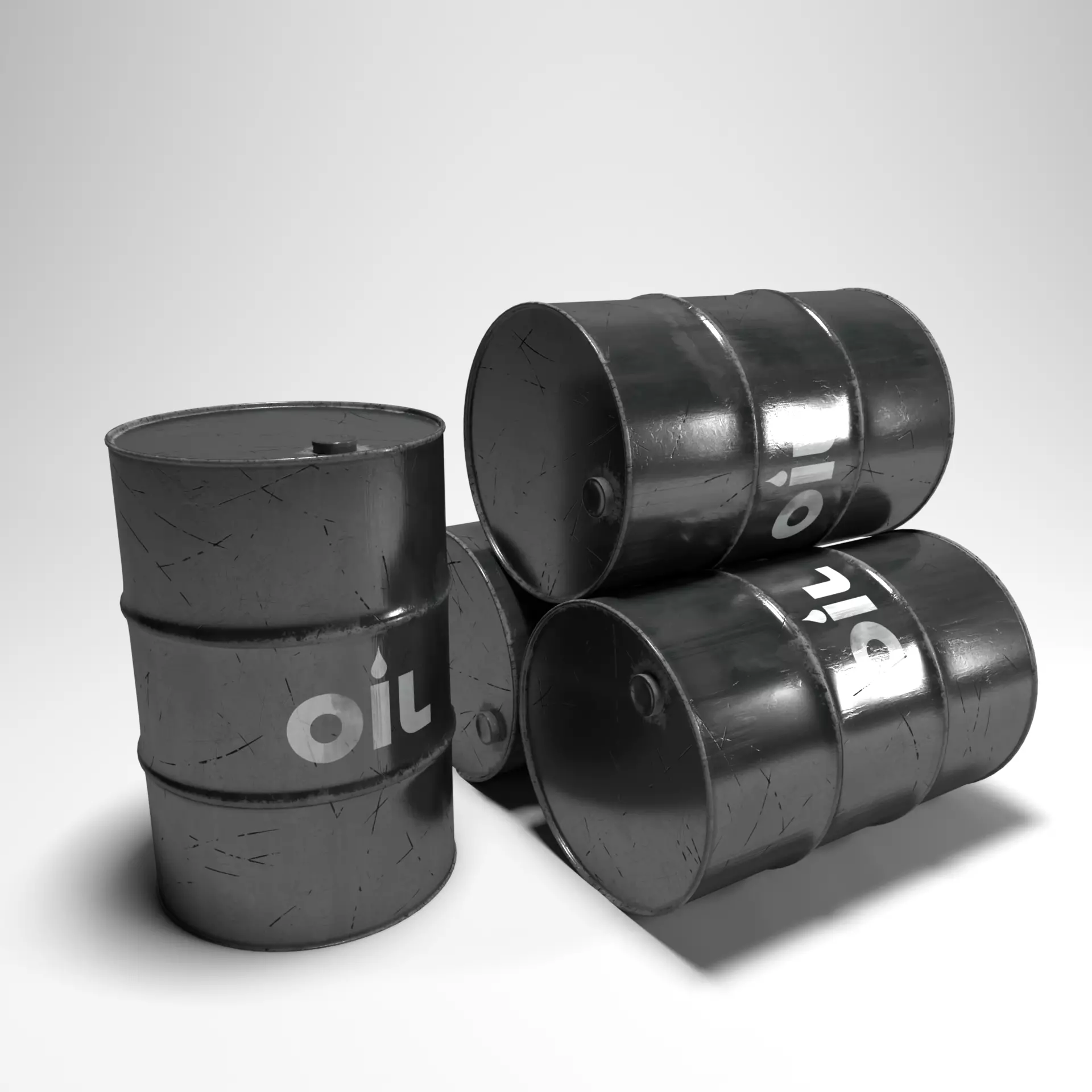 Damage Black Barrel Low-poly 3D model_0