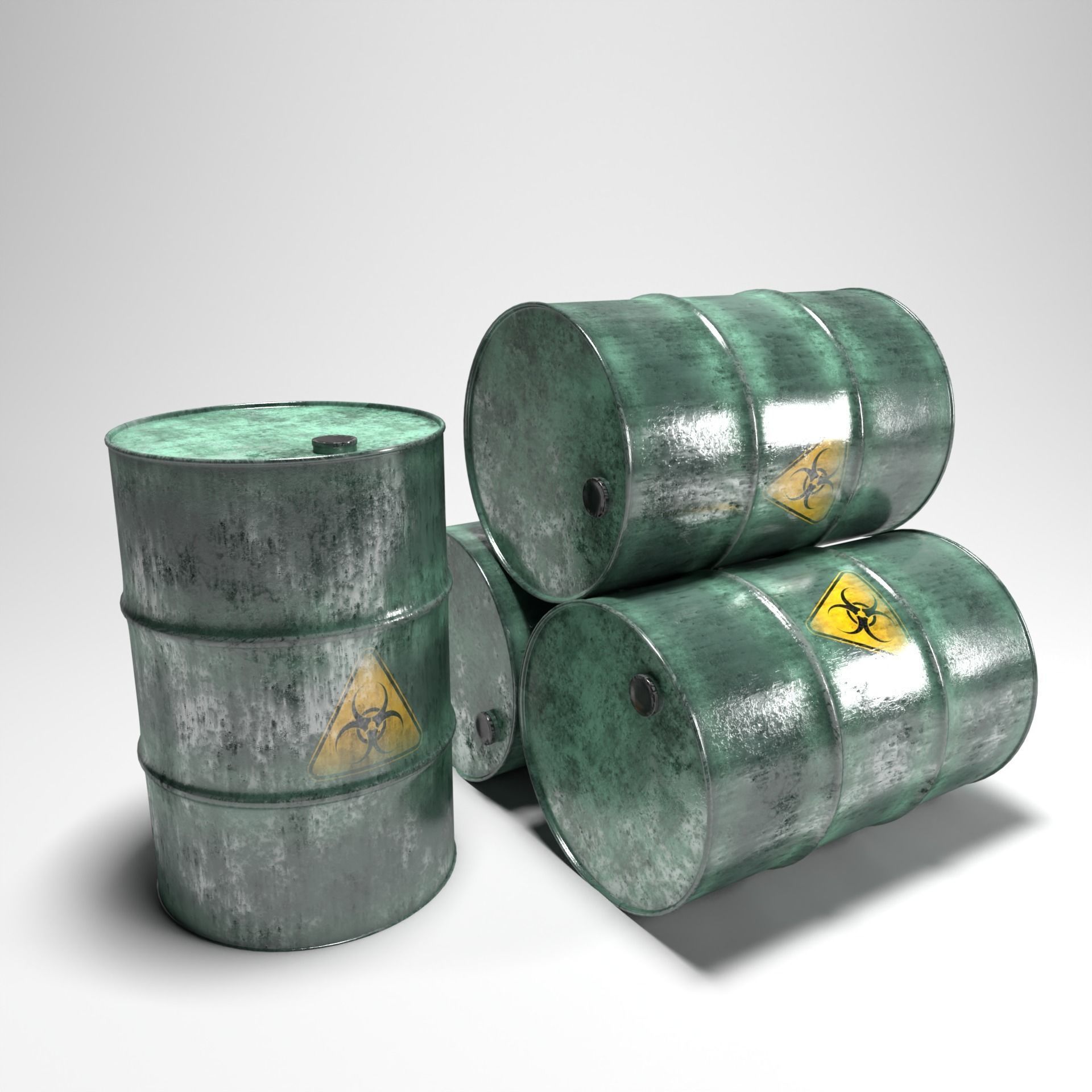 Damaged Barrels Pack Low-poly 3D model_5