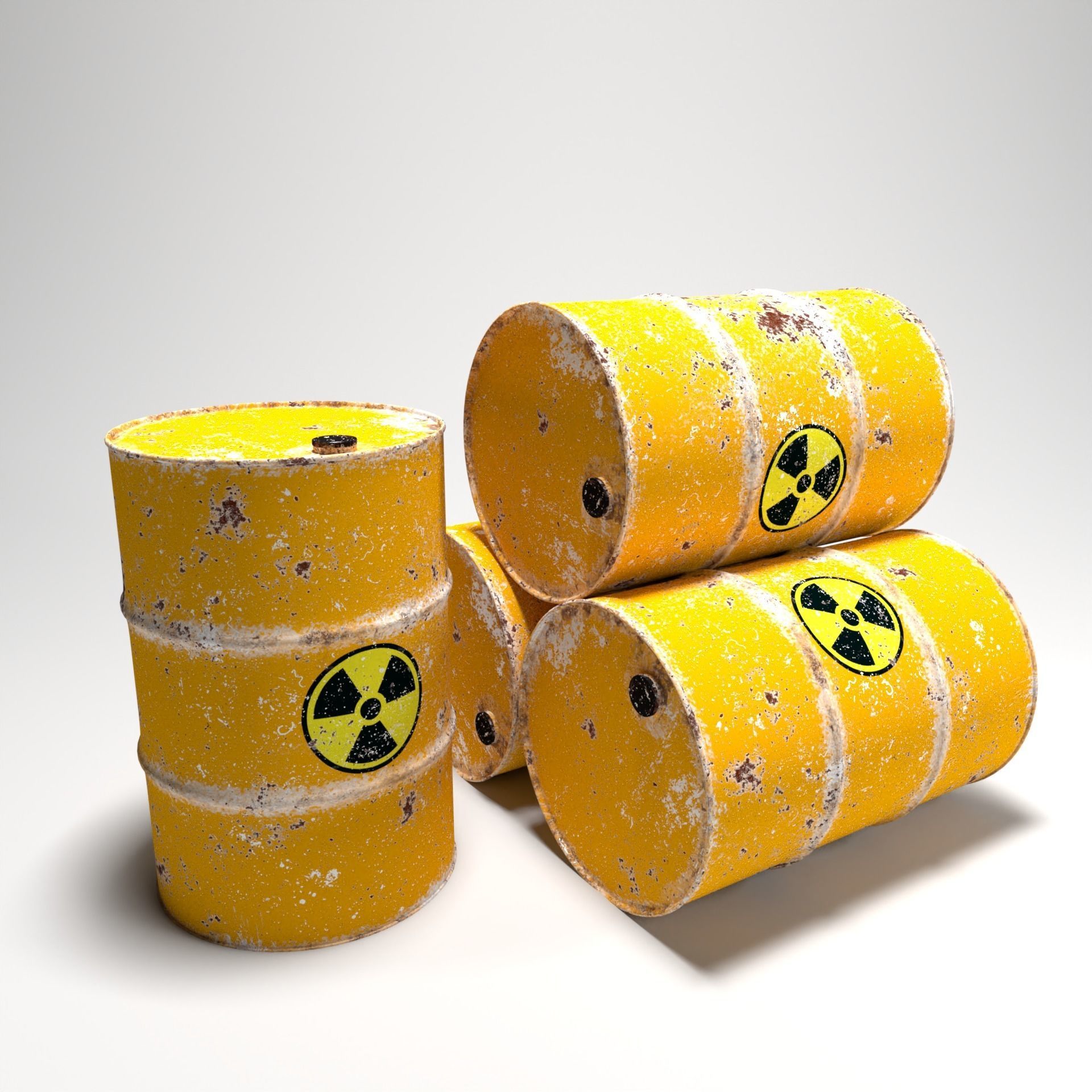 Damaged Barrels Pack Low-poly 3D model_6