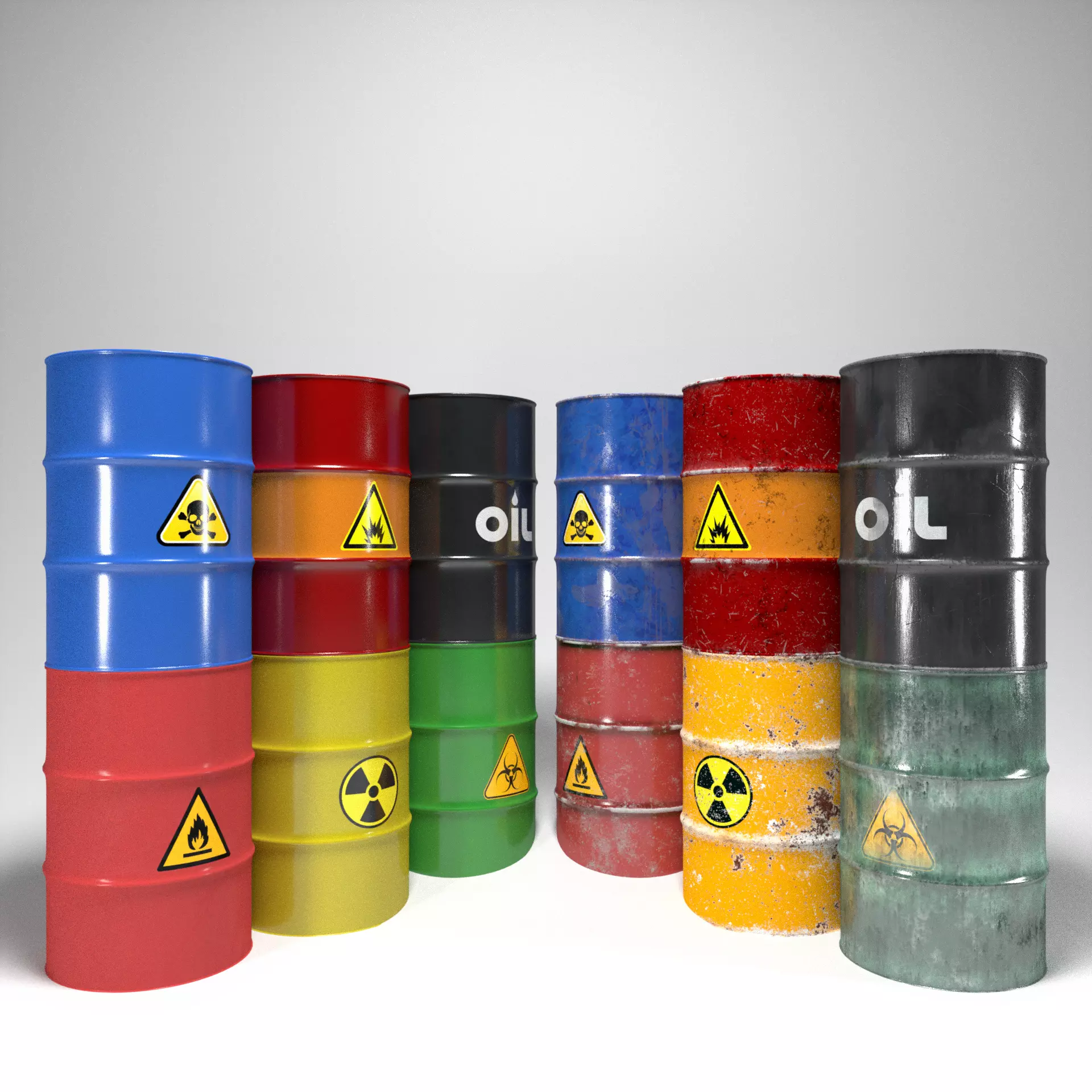 Full Barrels Collection Low-poly 3D model_0